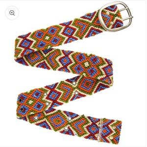 Jenny Krauss Geometric Knotted Peruvian Wool Belt Multicolor Women size S/M Boho